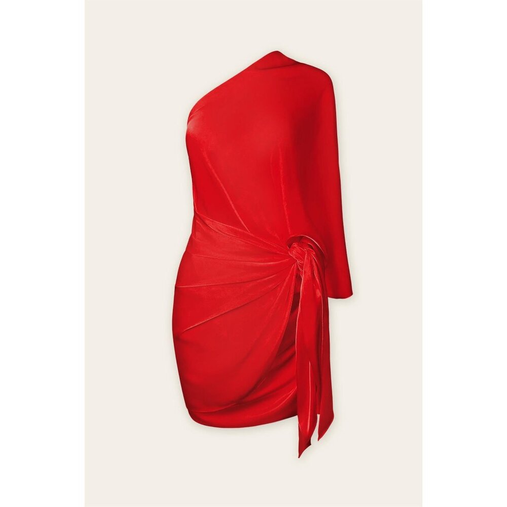 Emily One Shoulder Drape Mini Dress